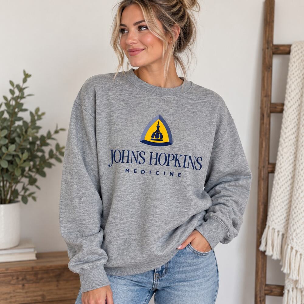 Johns Hopkins Medicine Blue 84 Gray Crewneck Sweatshirt Size Medium